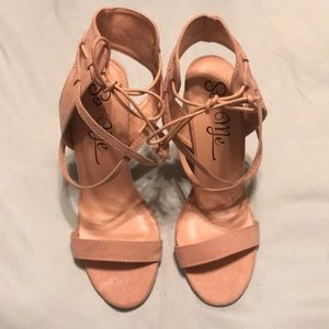 Strappy nude heels